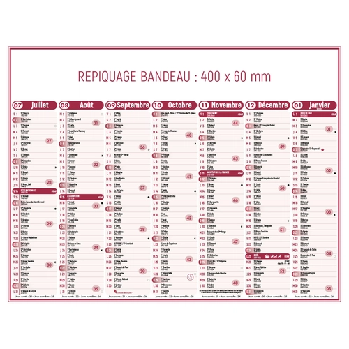 image du produit Calendrier bancaire 2025  STANDARD 55 x 40 cm - 7 mois par face