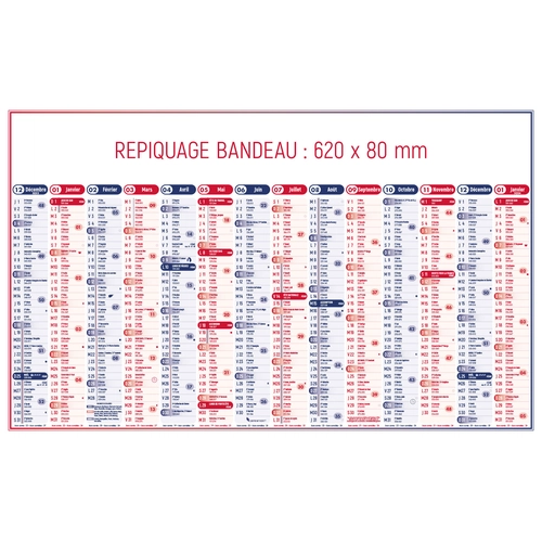 image du produit Calendrier bancaire 2025  STANDARD 65 x 40 cm - 13 mois recto seul