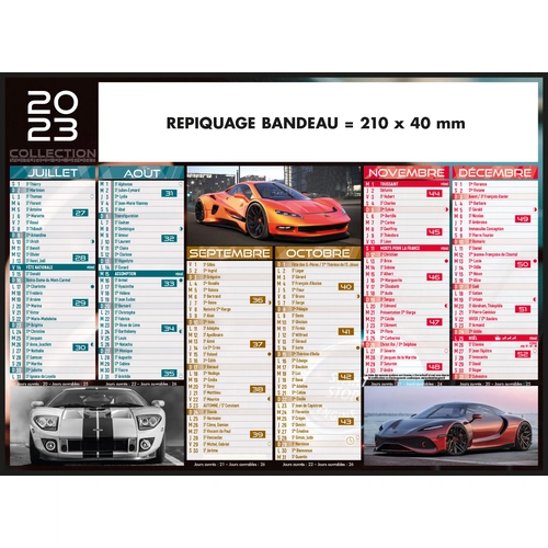 image du produit Calendrier bancaire 2025  VOITURE DE SPORT - format 27 x 21 cm - 6 mois par face