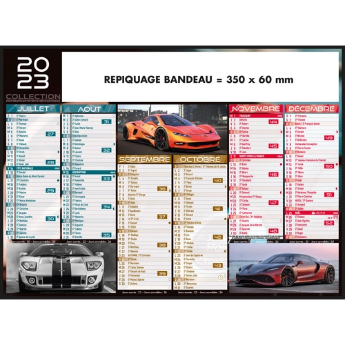 image du produit Calendrier bancaire 2025  VOITURE DE SPORT - format 43 x 33 cm - 6 mois par face