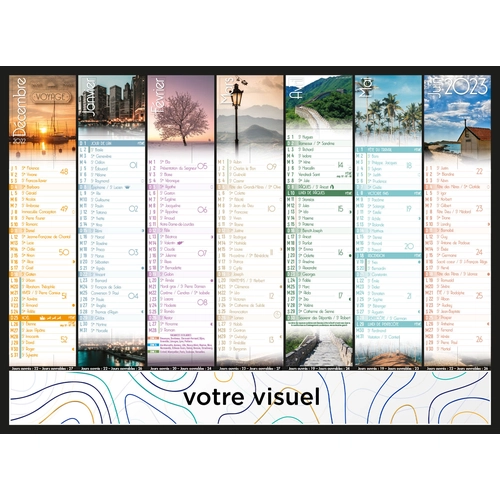 image du produit Calendrier bancaire 2025  VOYAGE format 43 x 33 cm - 7 mois par face