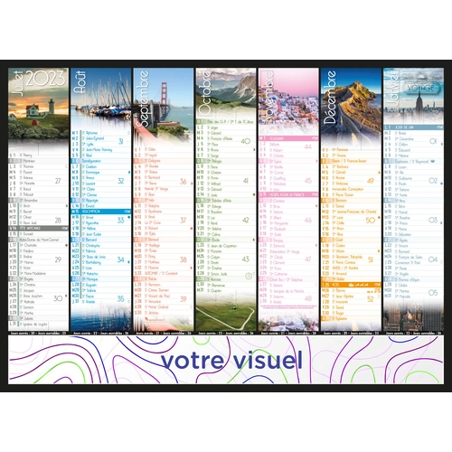 image du produit Calendrier bancaire 2025  VOYAGE format 55 x 40 cm - 7 mois par face