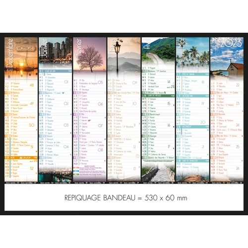 image du produit Calendrier bancaire 2025  VOYAGE format 55 x 40 cm - 7 mois par face