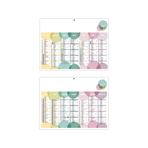 image du produit Calendrier bancaire publicitaire aux couleurs douces et dimanches alignés - 14 mois
