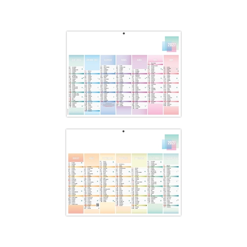 image du produit Calendrier bancaire publicitaire aux couleurs pastel et dimanches alignés