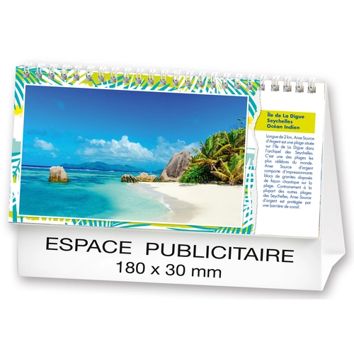 image du produit Calendrier chevalet 2025  PLAGES DE REVE 21 x 15 cm - 13 feuillets