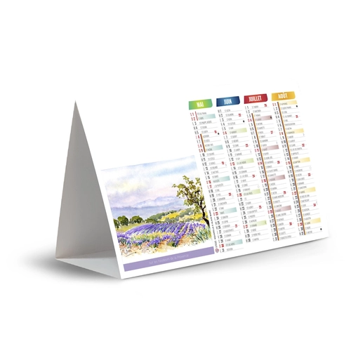 image du produit Calendrier chevalet publicitaire de comptoir tryptique Aquarelles