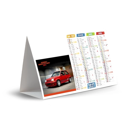 image du produit Calendrier chevalet publicitaire de comptoir tryptique Voitures