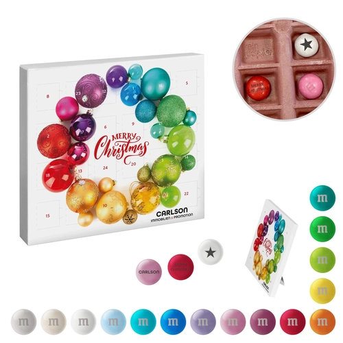 image du produit Calendrier de l'avent Mini – version écologique avec des Bonbons en chocolat M&M'S® personnalisés