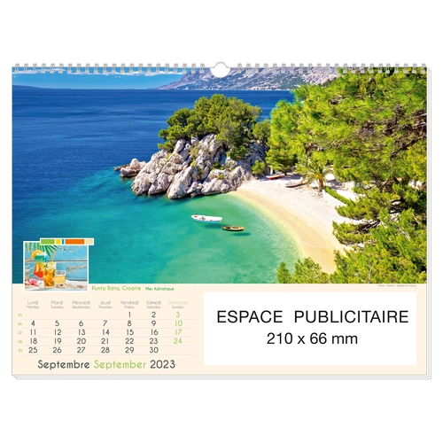 image du produit Calendrier Feuillet 2025  PLAGES DE REVE 32 x 43 cm - 13 feuillets