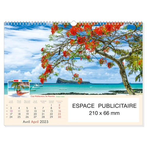 image du produit Calendrier Feuillet 2025  PLAGES DE REVE 32 x 43 cm - 13 feuillets