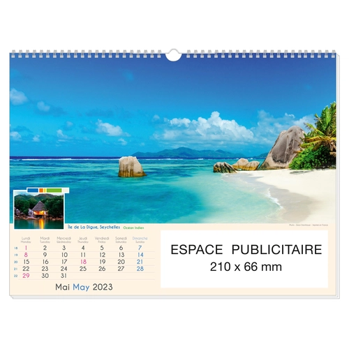 image du produit Calendrier Feuillet 2025  PLAGES DE REVE 32 x 43 cm - 13 feuillets