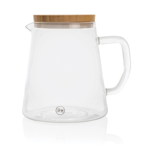 image du produit Carafe d'eau 1,2L en verre avec couvercle en bambou