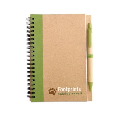 image du produit Carnet à spirales avec son stylo assorti - Papier et carton recyclé