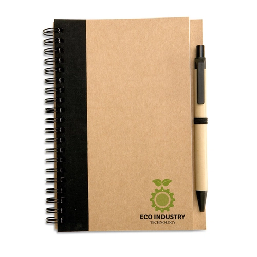 image du produit Carnet à spirales avec son stylo assorti - Papier et carton recyclé