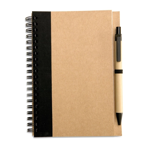 image du produit Carnet à spirales avec son stylo assorti - Papier et carton recyclé