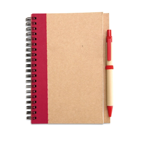 image du produit Carnet à spirales avec son stylo assorti - Papier et carton recyclé