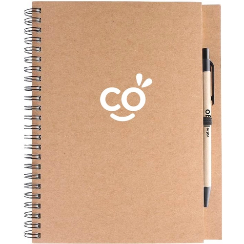 image du produit Carnet A5 à spirales en carton recyclé avec stylo éco-responsable