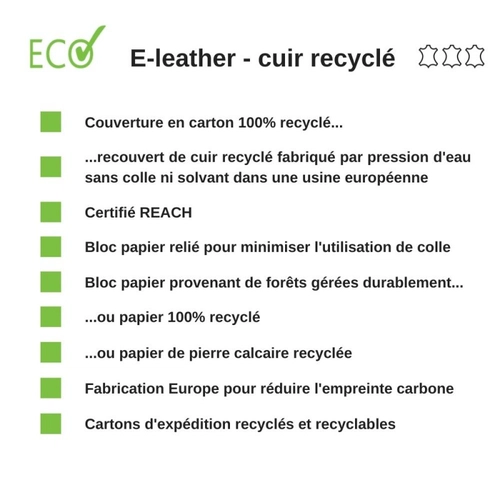 image du produit Carnet A5 souple en cuir recyclé - 96 feuilles 192 pages