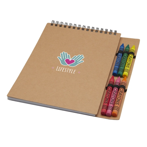 image du produit Carnet de notes à spirales A5 à couverture souple et set de crayons gras