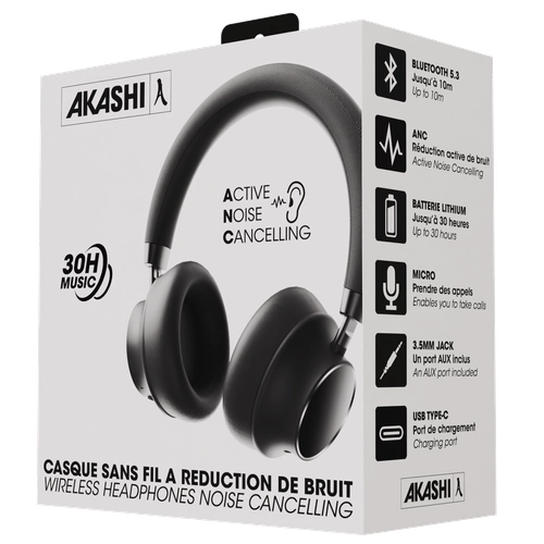 image du produit Casque à réduction de bruit ANC sans fil noir