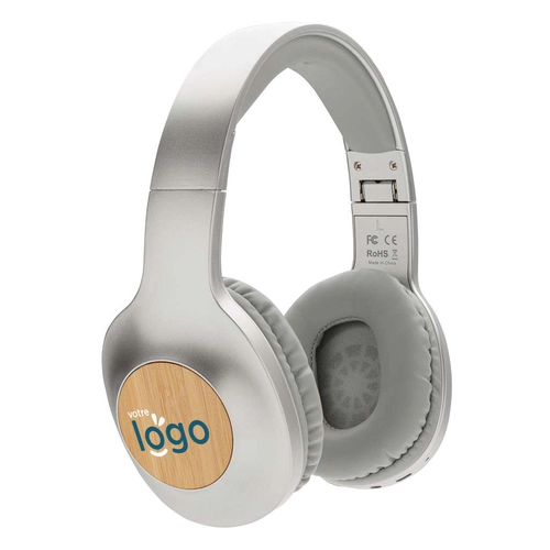 image du produit Casque audio Bluetooth 5.0, pliable et en bambou DAKOTA