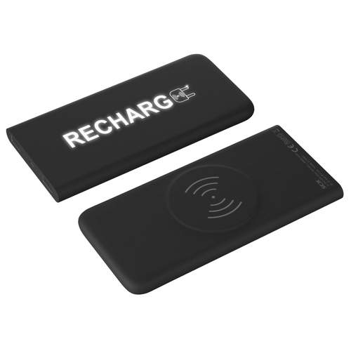 image du produit Chargeur à induction et powerbank slim avec logo lumineux