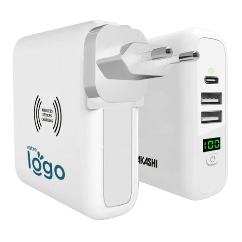 image du produit Chargeur de voyage universel avec USB et type C - prise EU/UK/US