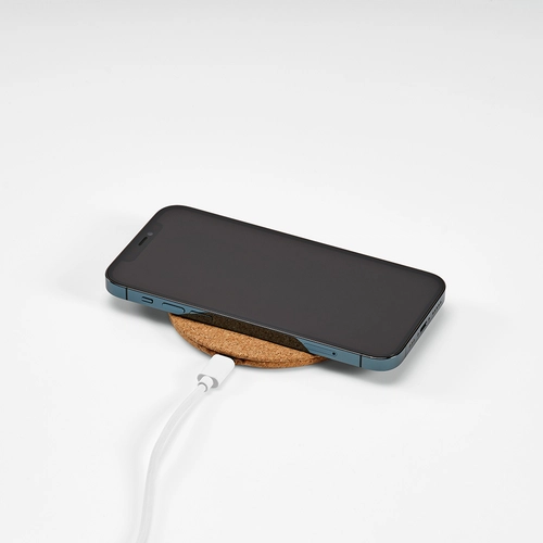 image du produit Chargeur sans fil en liège 15W - Chargeur induction forme ronde port USB-C