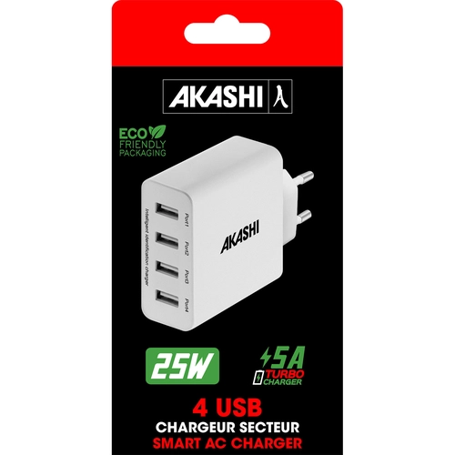 image du produit Chargeur secteur avec 4 port USB - charge rapide