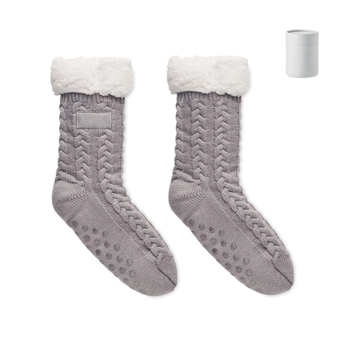 image du produit Chaussons chaussettes Noël en tricot avec picots antidérapants