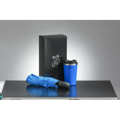 image du produit Coffret personnalisable avec mug isotherme 350 ml et parapluie automatique