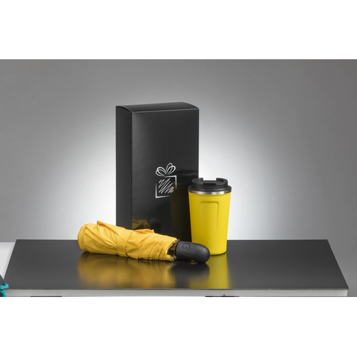 image du produit Coffret personnalisable avec mug isotherme 350 ml et parapluie automatique