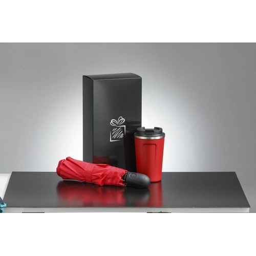 image du produit Coffret personnalisable avec mug isotherme 350 ml et parapluie automatique