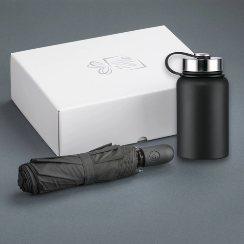 image du produit Coffret personnalisable avec thermos repas 600 ml et parapluie automatique