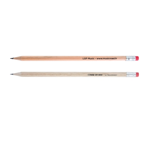 image du produit Crayon 17,6cm, sans vernis, rond tête gomme