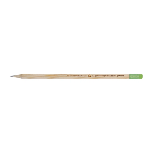 image du produit Crayon en bois français pin sylvestre 17,6cm, rond tête gomme