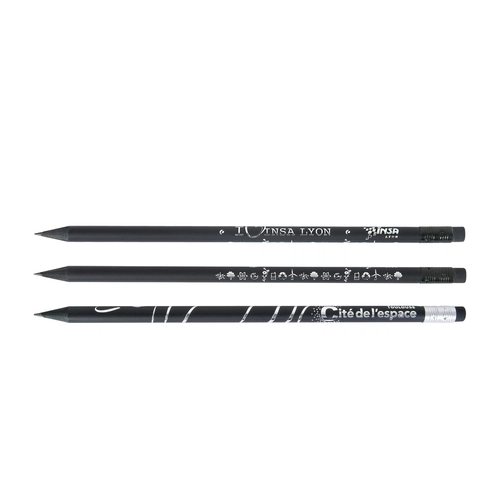 image du produit Crayon prestige black 17,6cm, vernis noir, rond tête gomme