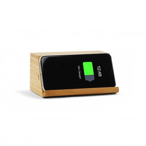 image du produit Enceinte Bluetooth 4.0 en bambou, avec chargeur à induction