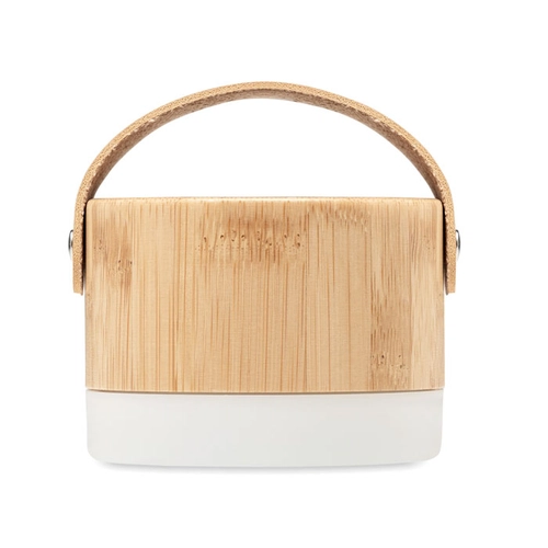 image du produit Enceinte bluetooth 5.0 en bambou avec lumière d'ambiance et sangle de transport