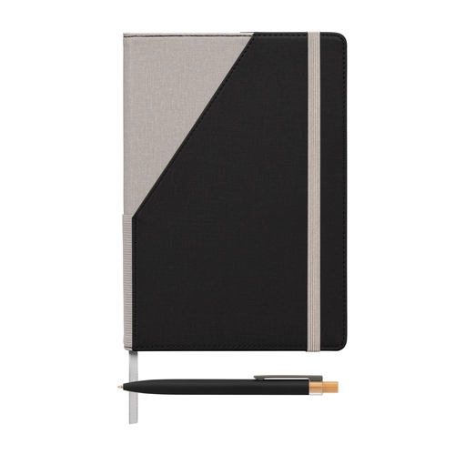 image du produit Ensemble carnet rechargeable en PU recyclé bicolore avec stylo – A5