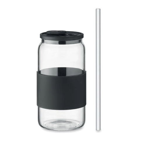 image du produit Gobelet en verre borosilicate de haute qualité avec paille 550 ml