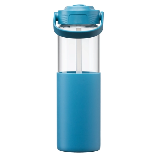 image du produit Gourde en verre avec manchon silicone et paille – 590 ml