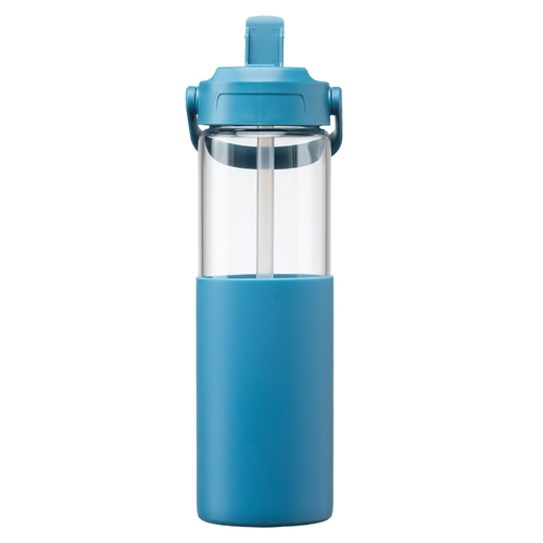 image du produit Gourde en verre avec manchon silicone et paille – 590 ml