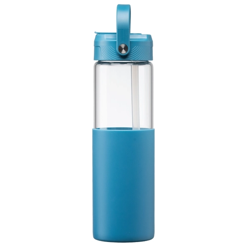 image du produit Gourde en verre avec manchon silicone et paille – 590 ml