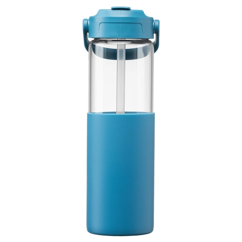 image du produit Gourde en verre avec manchon silicone et paille – 590 ml