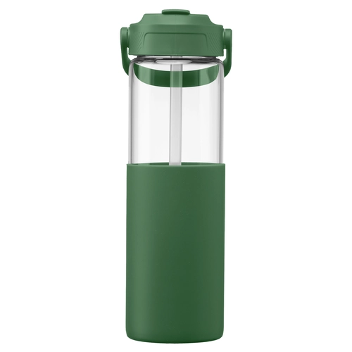 image du produit Gourde en verre avec manchon silicone et paille – 590 ml