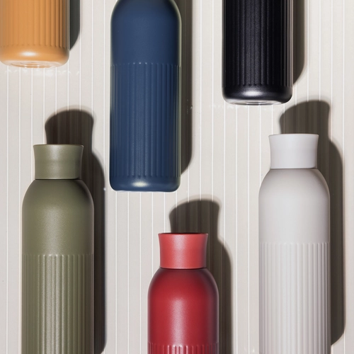 image du produit Gourde isotherme acier recyclé - 500 ml avec bouchon poussoir