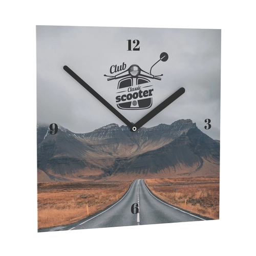 image du produit Horloge murale carré 24 cm personnalisable - aiguilles noir