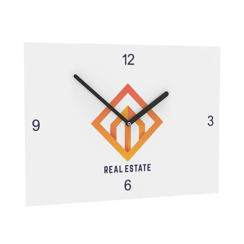 image du produit Horloge murale rectangle 24x35 cm personnalisable - aiguilles noir